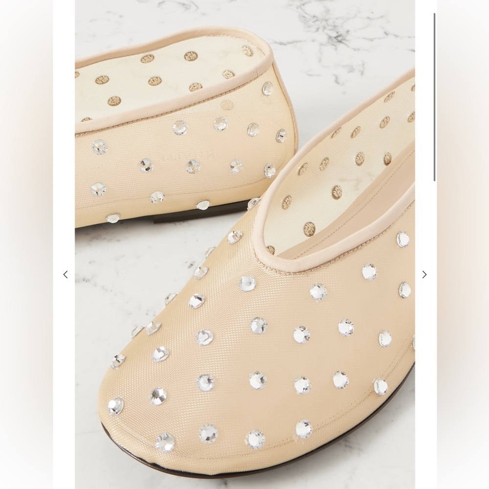 KHAITE Marcy Crystal Embellished Mesh Flats